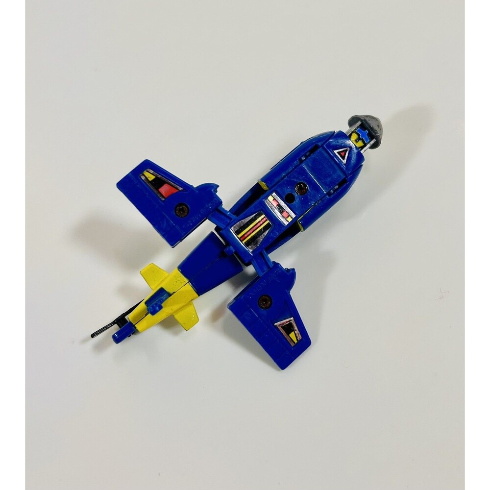 1984 Vintage Remco Zybots Chopper- Blue Helicopter w/Yellow Stripes - Incomplete